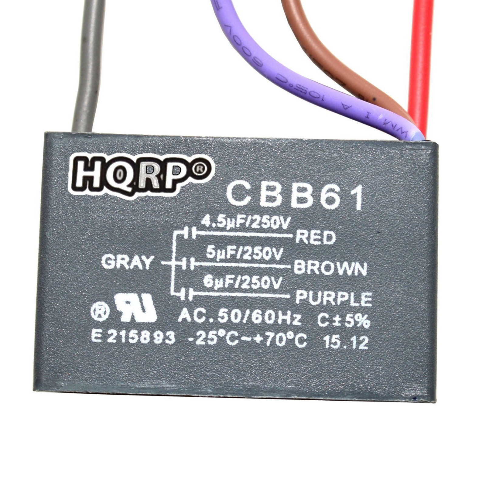 Capacitor for Hampton Bay Ceiling Fan 4.5uf+5uf+6uf 4-Wire CBB61 Replacement