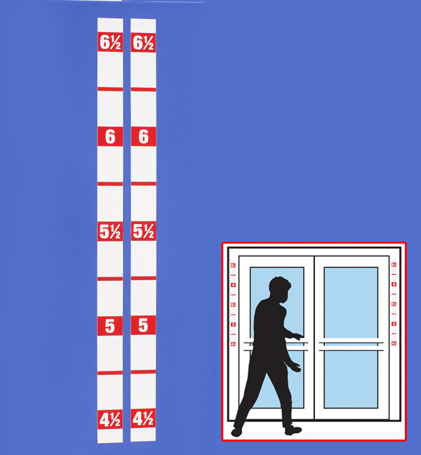 Door Height Markers For Security (Set of 2) Red and Wh