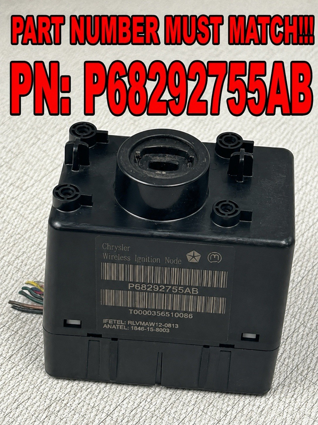 2010 Wireless Ignition Switch Node Receiver Chrysler 300 OEM 68292755A