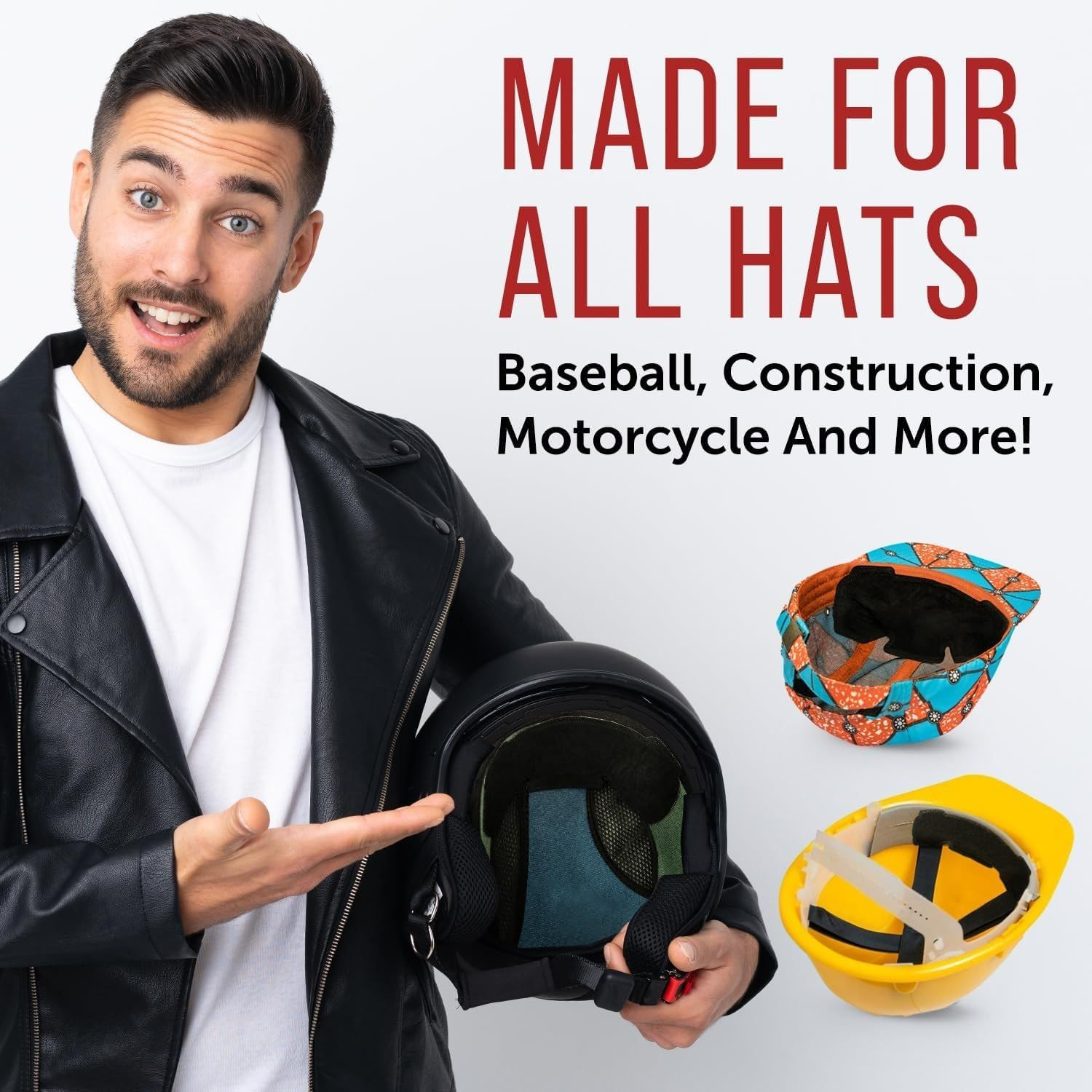 Ultra Absorbent 3-Layer Disposable Hat & Helmet Sweat Liner – Stops Stains, P...