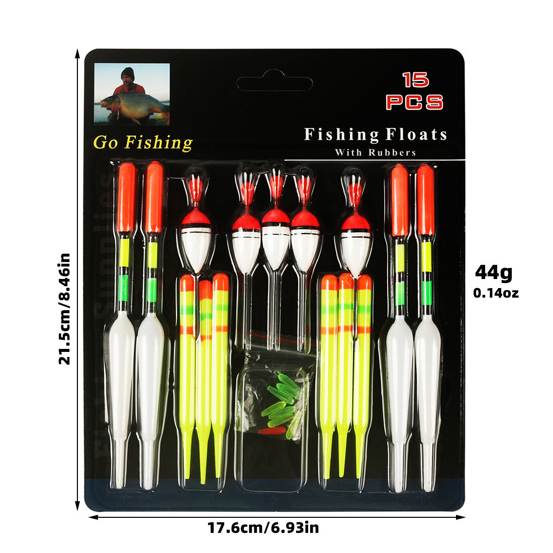 15Pcs/Set Plastics Fishing Floats Slip Oval Stick for Crappie Panfish Walleye