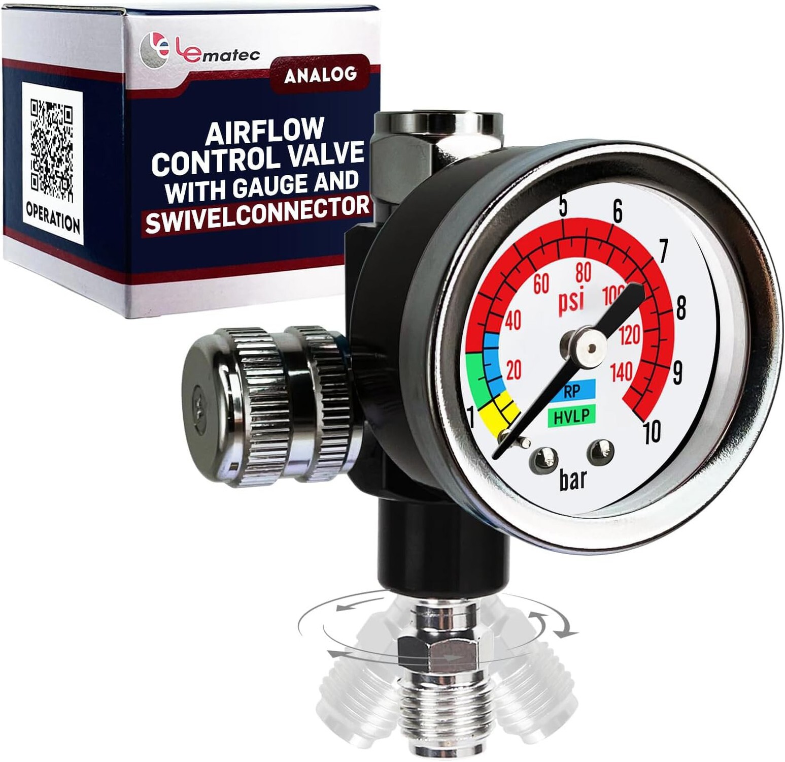 LE LEMATEC Spray Gun Regulator Valve Tool, 1/4 NPT Air Pressure Regulator (AR...