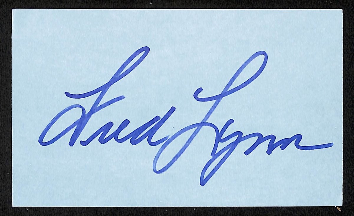 Fred Lynn Signed/Autographed 3x5 Index Card Boston Red Sox JSA 201728