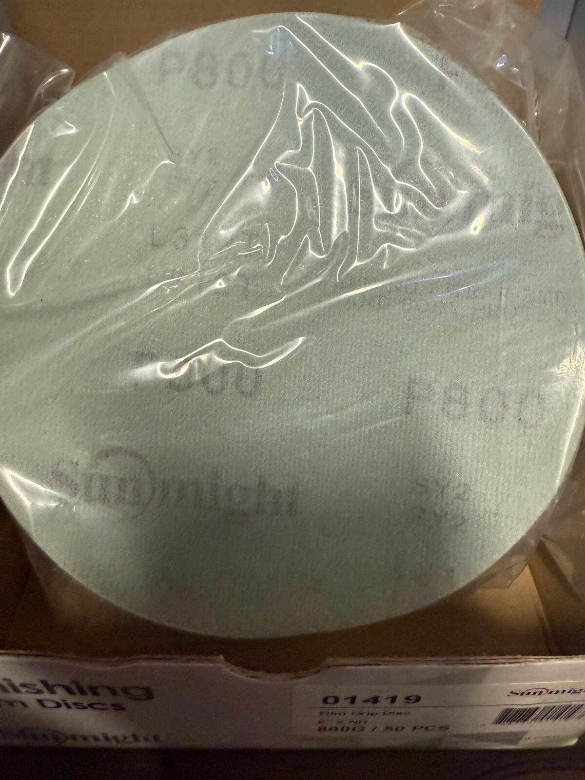 50ct Sunmight 6" Film Grip Discs 01419 P800 Abrasive * No Hole Disc * Brand New