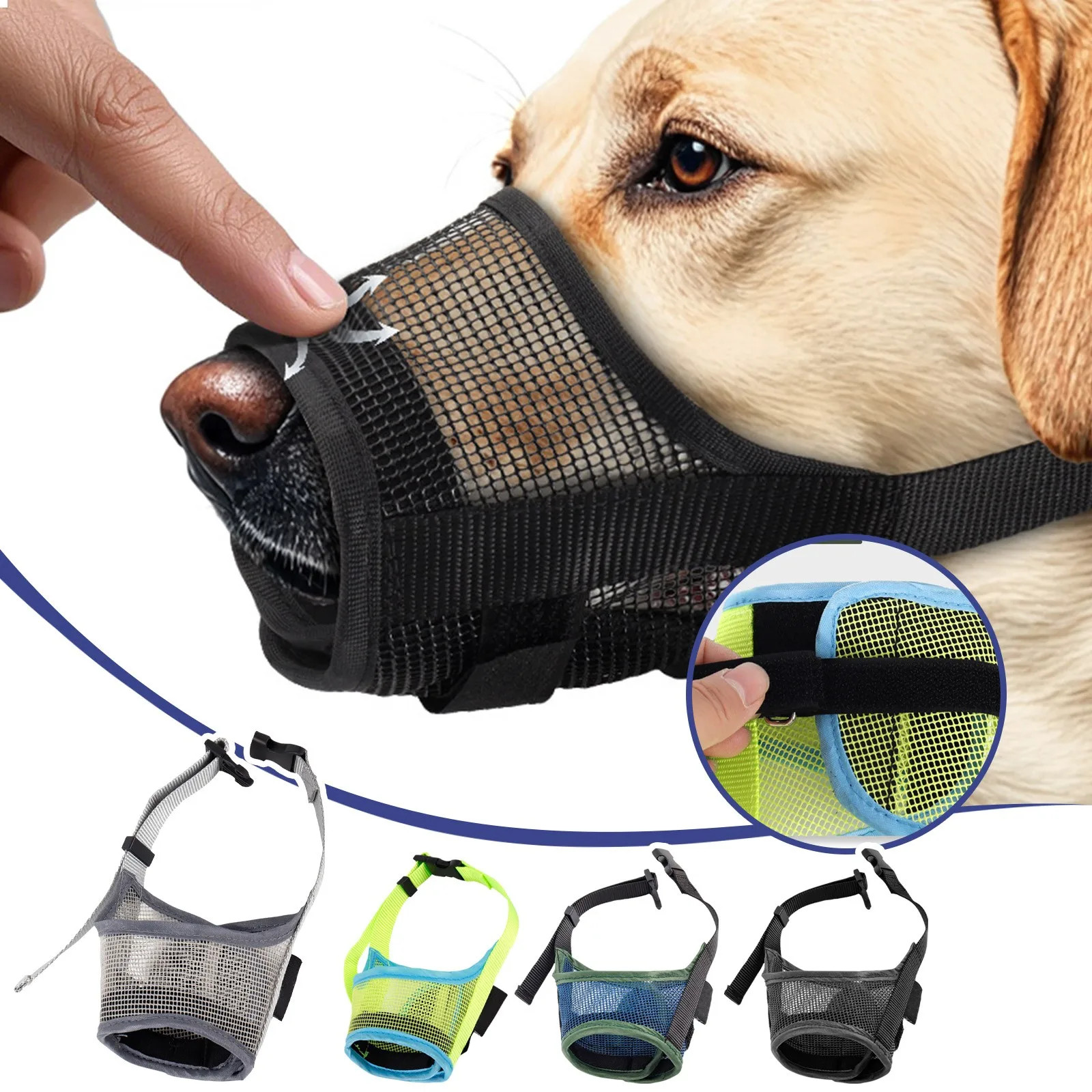 Dog Humane Basket Muzzle to Prevent Biting and Scavenging Adjustable Snap on.