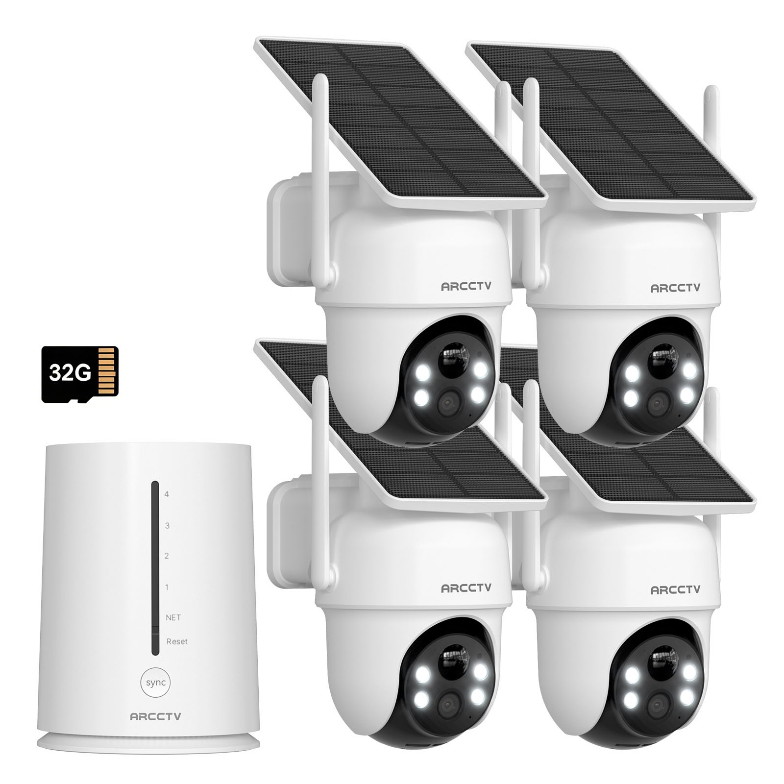 ARCCTV Wireless Security Camera System Outdoor WiFi Audio Solar Battery Powered