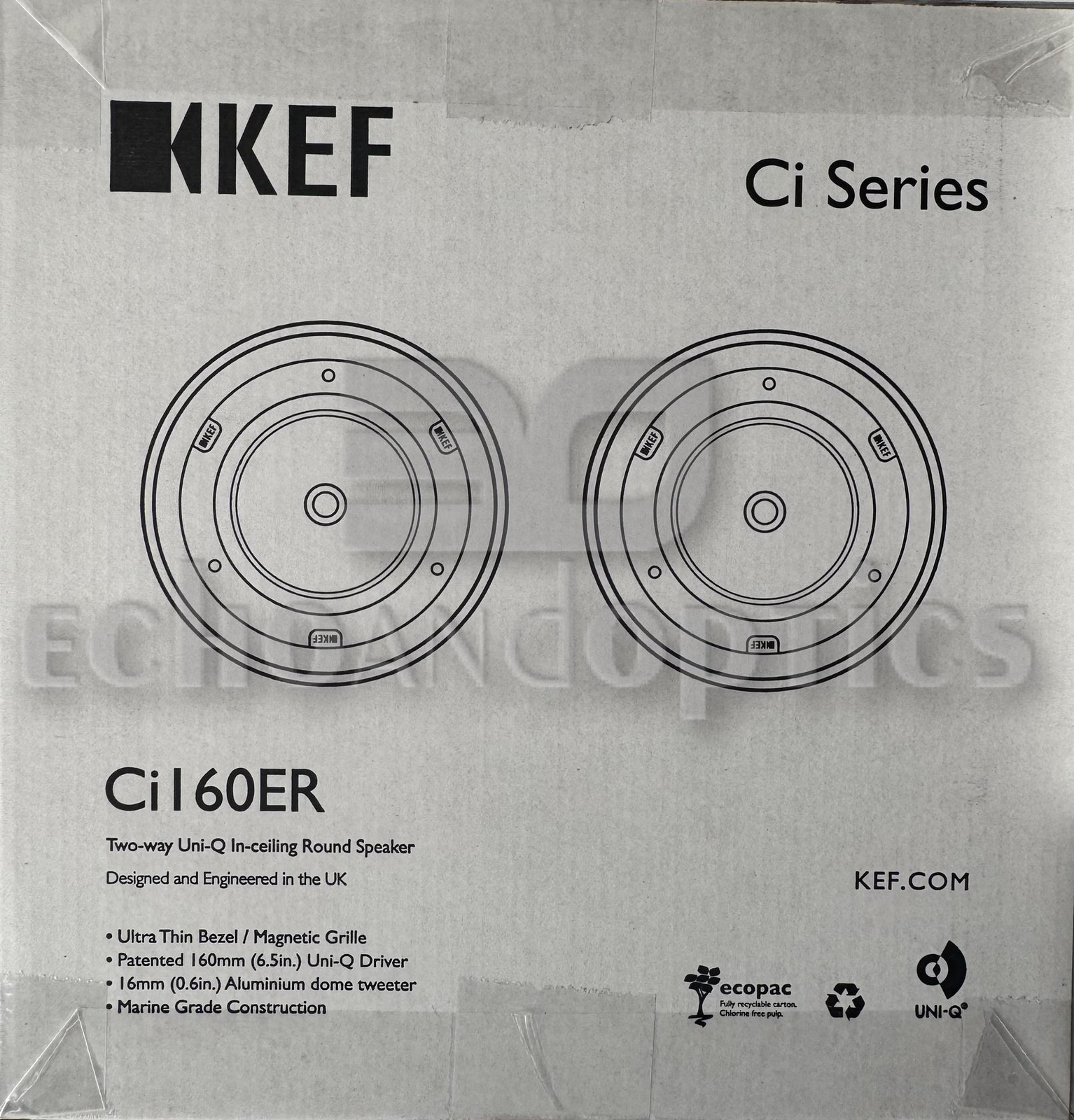 KEF Ci160ER In-Ceiling Speakers Pair - 6.5 Inch Round Flush Mount White Audio