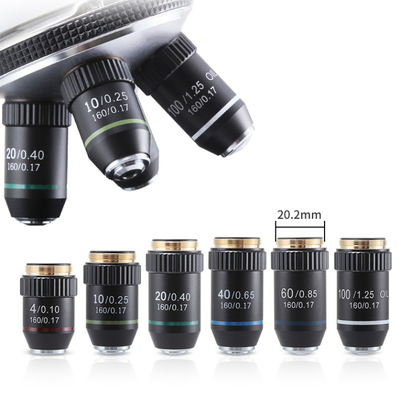 4X 10X 20X 40X 60X 100X 195 Achromatic Objective Lens for Biological Microscope