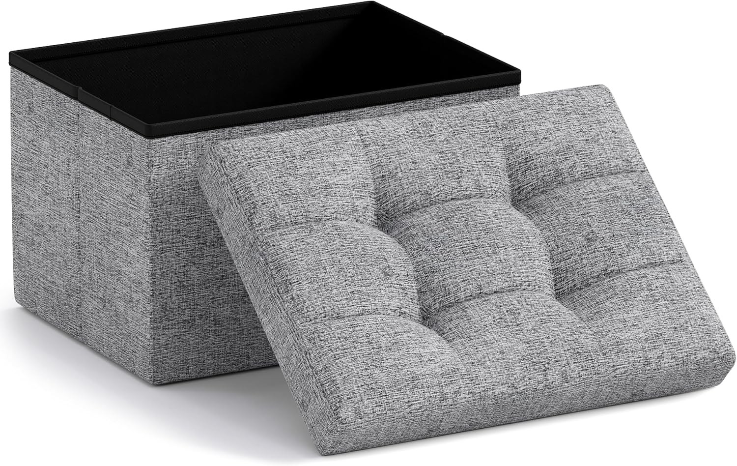 Ornavo Home Small Storage Ottoman Foldable 12" W x 16" L x H, Grey