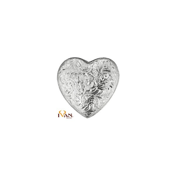 1 1/4" Silver-Plated Heart Screw Back Conchos