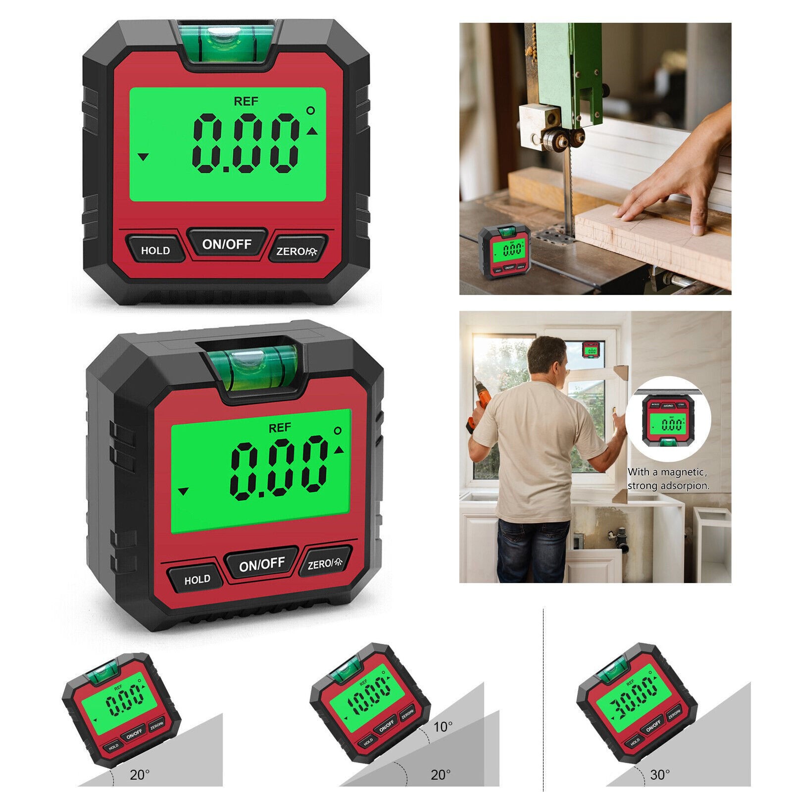 360° LCD Magnetic Digital Inclinometer Protractor Level Box Gauge Angle FinderjV
