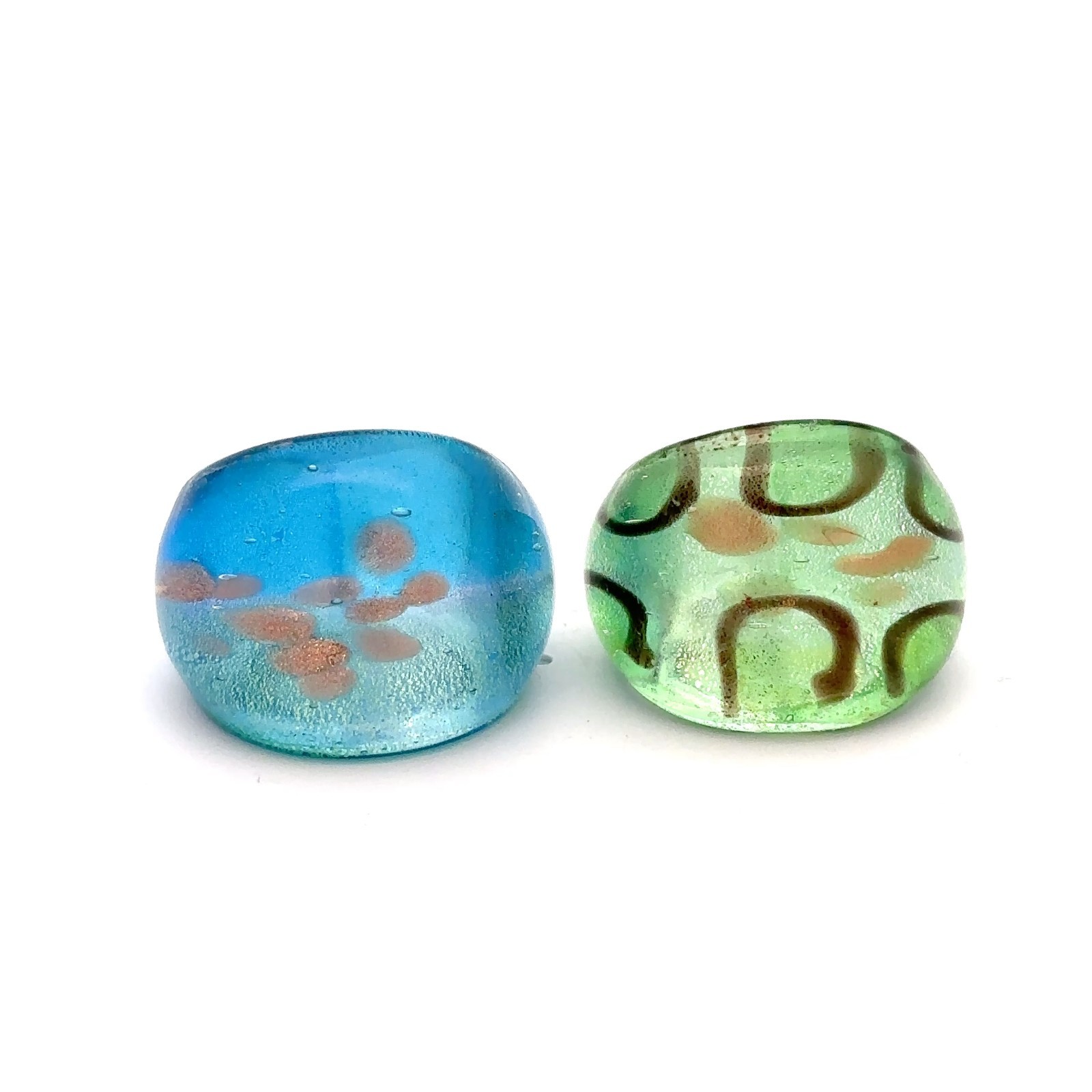Murano Hand Blown Art Glass Rings (Lot Of 2) Size 7.75