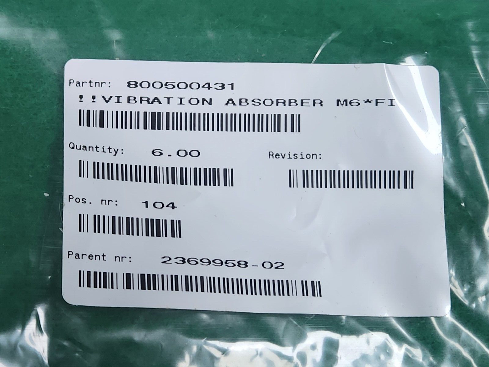 Unknown 800500431 VIBRATION ABSORBER M6*FI, NEW