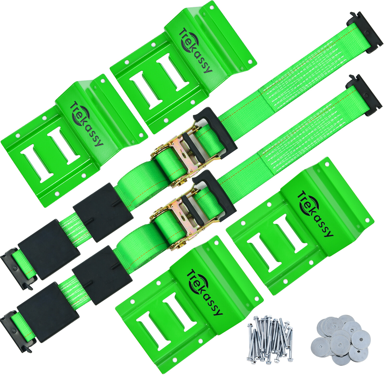 Wheel Chock Tie Down Kit Trailer Tie Down System for UTV ATV & Mower Wheel Strap