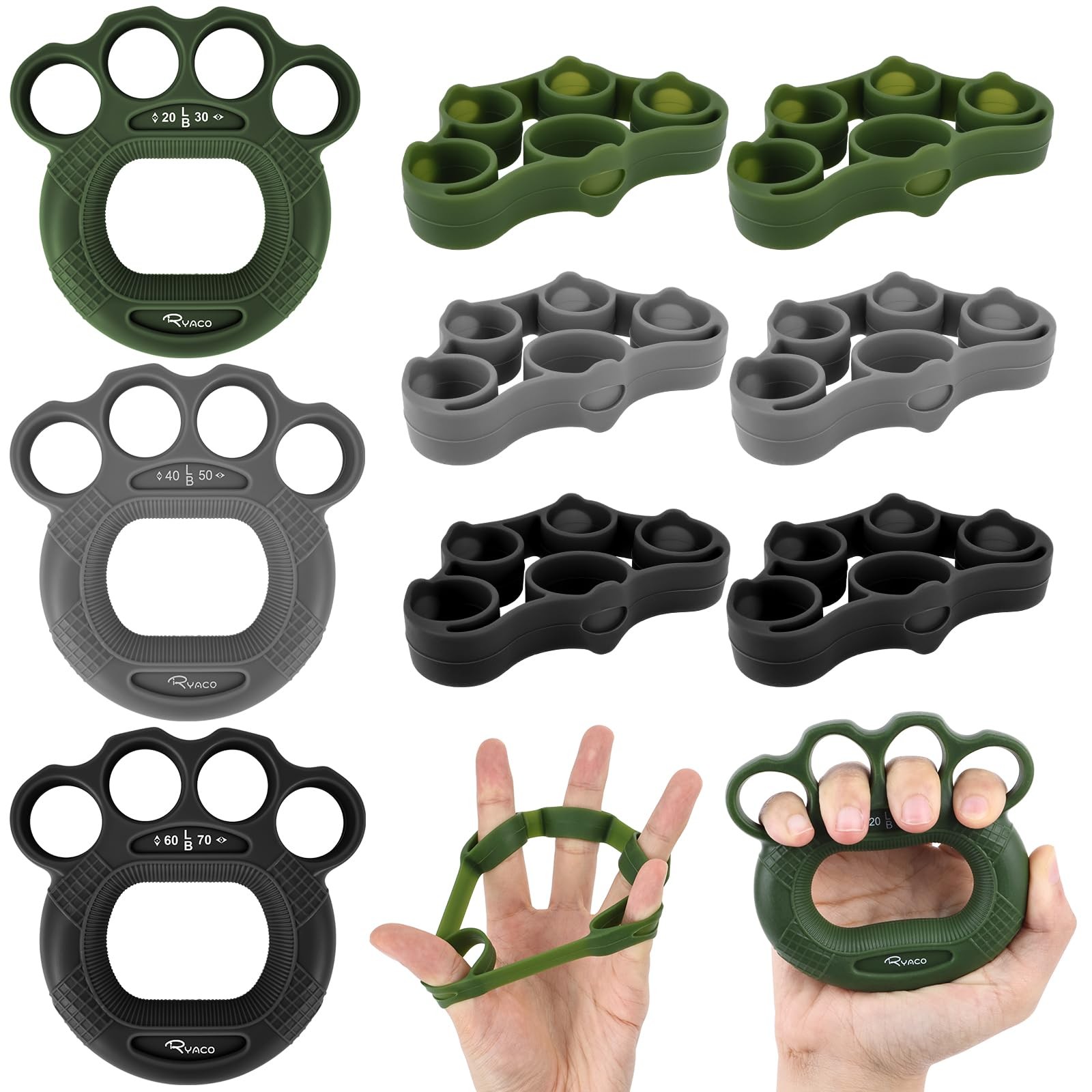 Hand Strengthener, 9 Pack Grip Strength Trainer with Finger Extensor Bands, F...