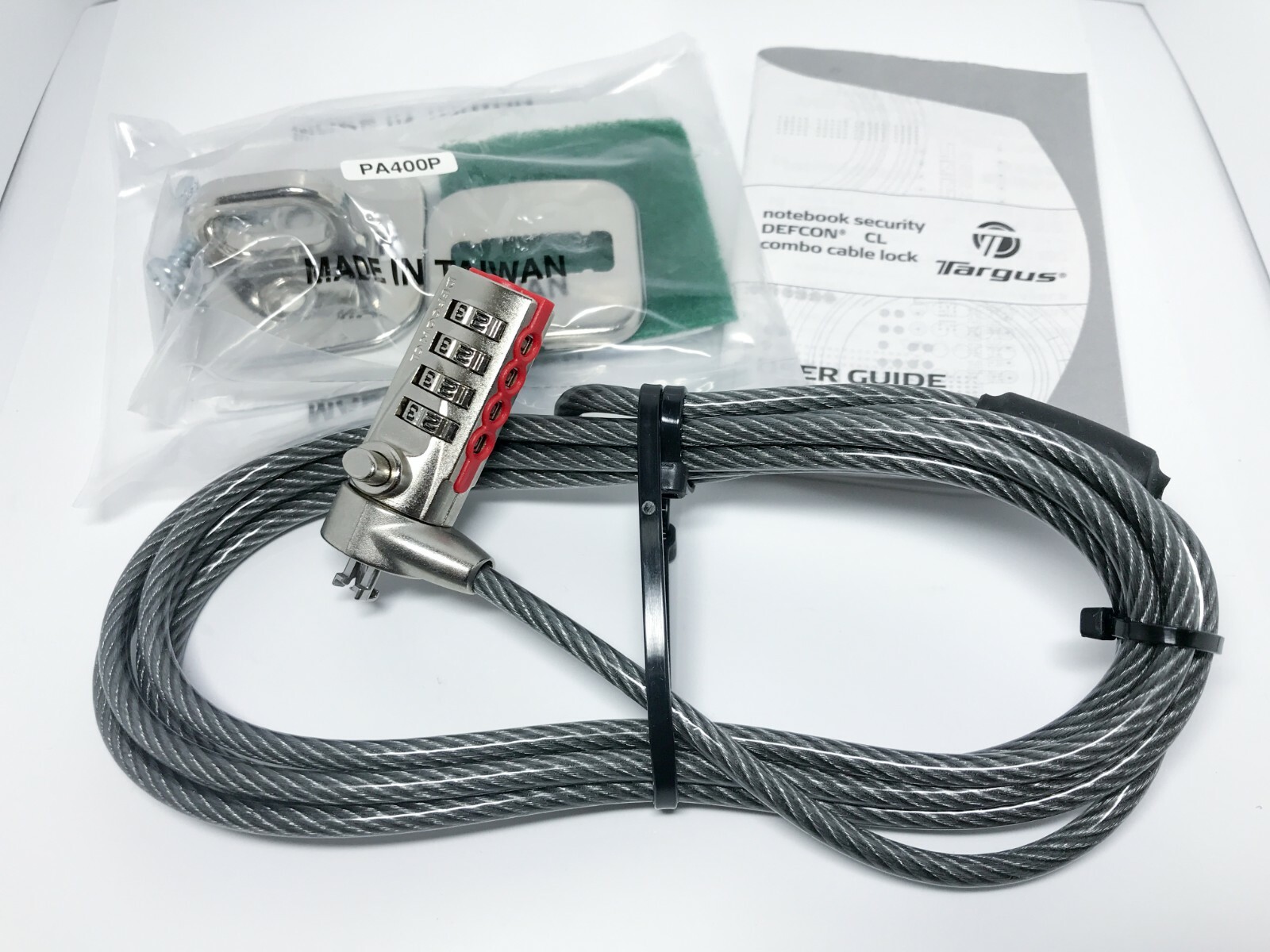 Targus Notebook Security Defcon CL Combo Cable Lock with Base Plate PA410BX-LE