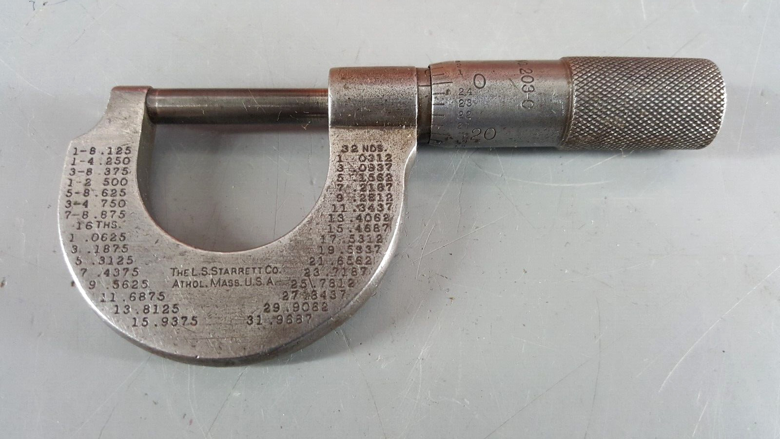 LS STARRETT  0-1" OUTSIDE MICROMETER NO. 203-C PRECISION MACHINIST TOOL USA VTG