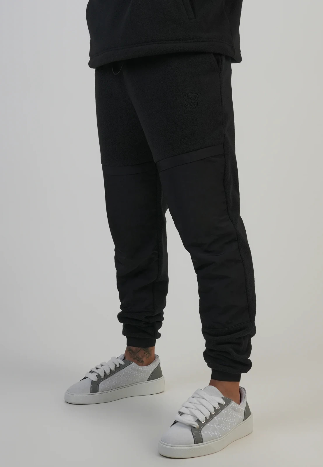 SikSilk Mens Black Polar Fleece Joggers Medium 32" Waist
