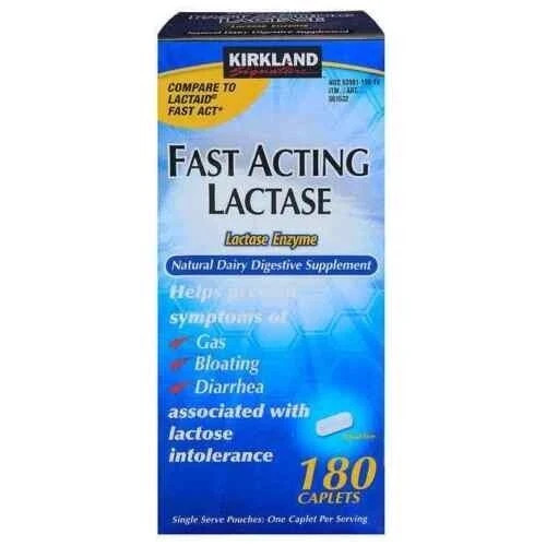 Kirkland Signature Fast Acting Lactase 180 ct - COMPARE TO LACTAID, EXP. 08/2027