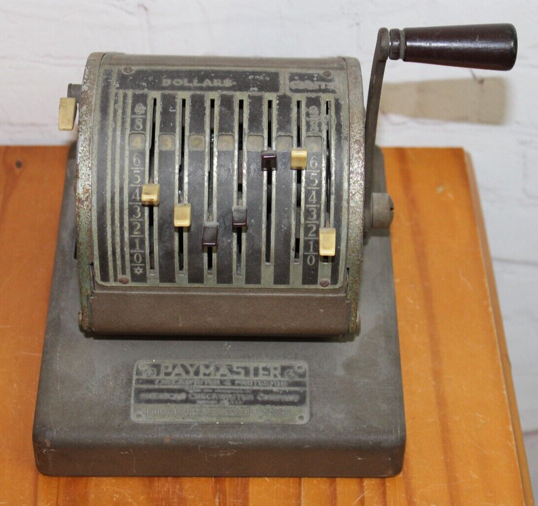 Vtg Paymaster Checkwriter & Protector Series 400 Office Decor ~ PARTS ONLY!!