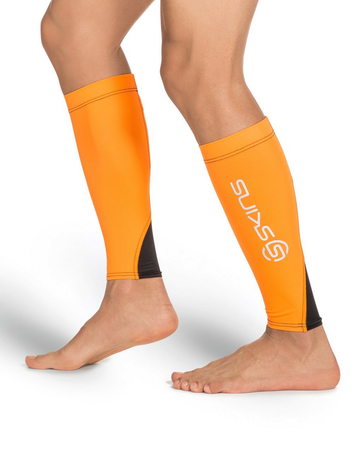 SKINS Unisex Essentials Compression MX Calf Tights, Orange/Black, Medium