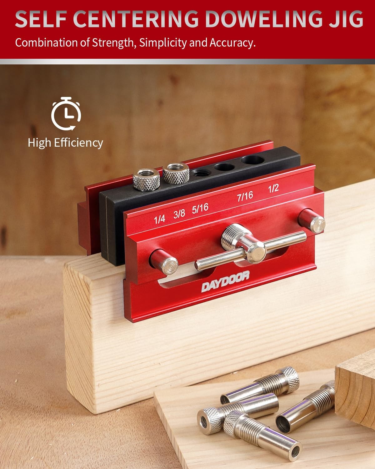 2.1 Self Centering Dowel Jig, Universal Capacity Doweling Jig & Drill Guide for