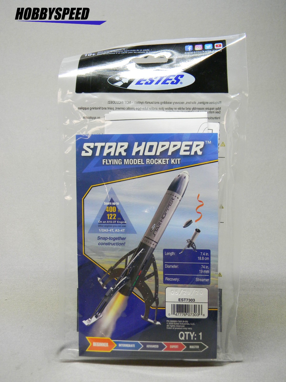 ESTES STAR HOPPER FLYING MODEL ROCKET KIT skill level beginner space EST7303 NEW