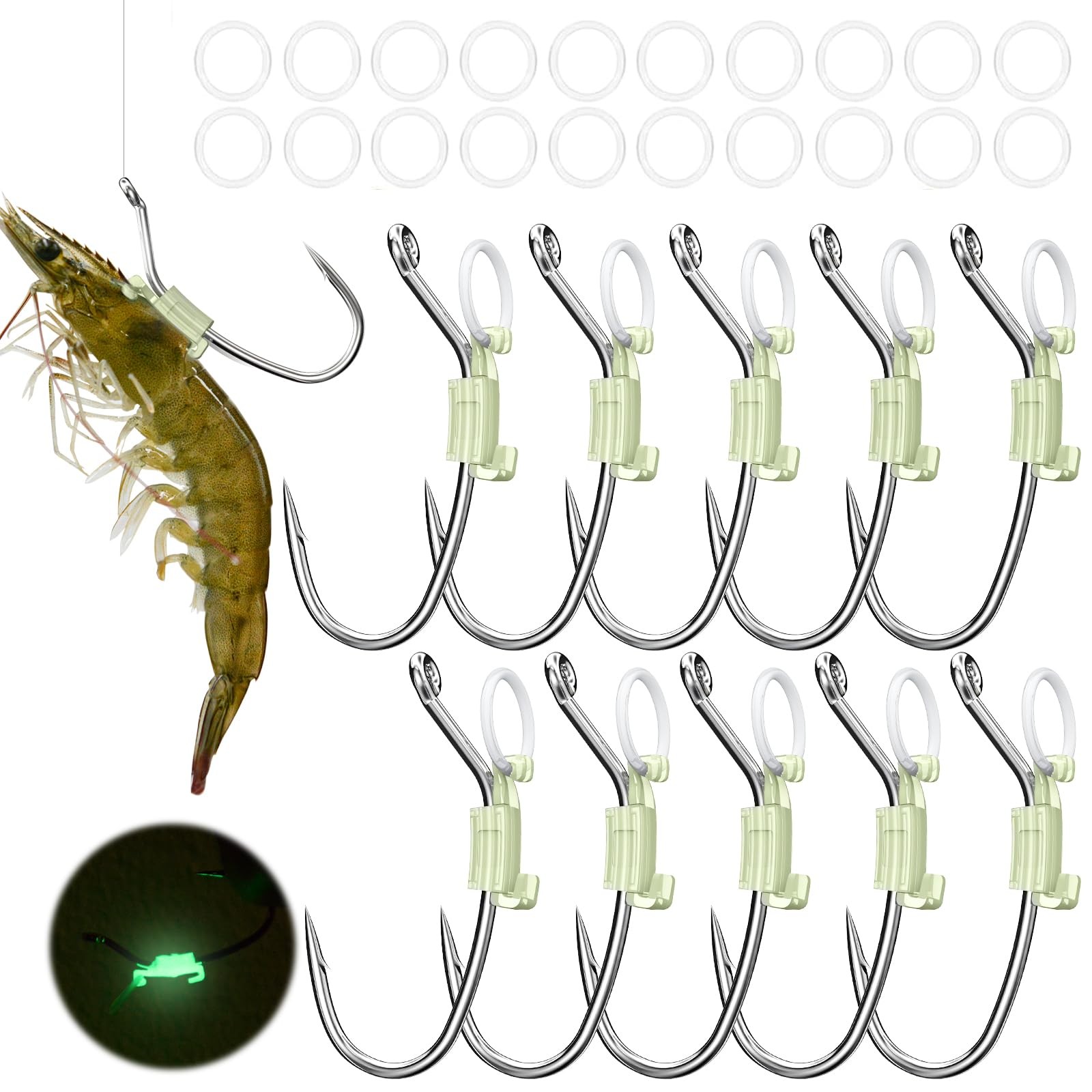 Luminous Live Shrimp Hooks - High-Carbon-Steel Saltwater & Freshwater Hooks