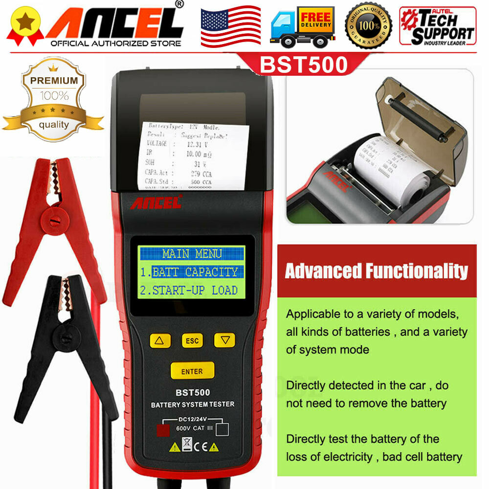 OBD Battery Tester Car Truck 12V 24V Charging Analyzer Thermal Print Diagnostic
