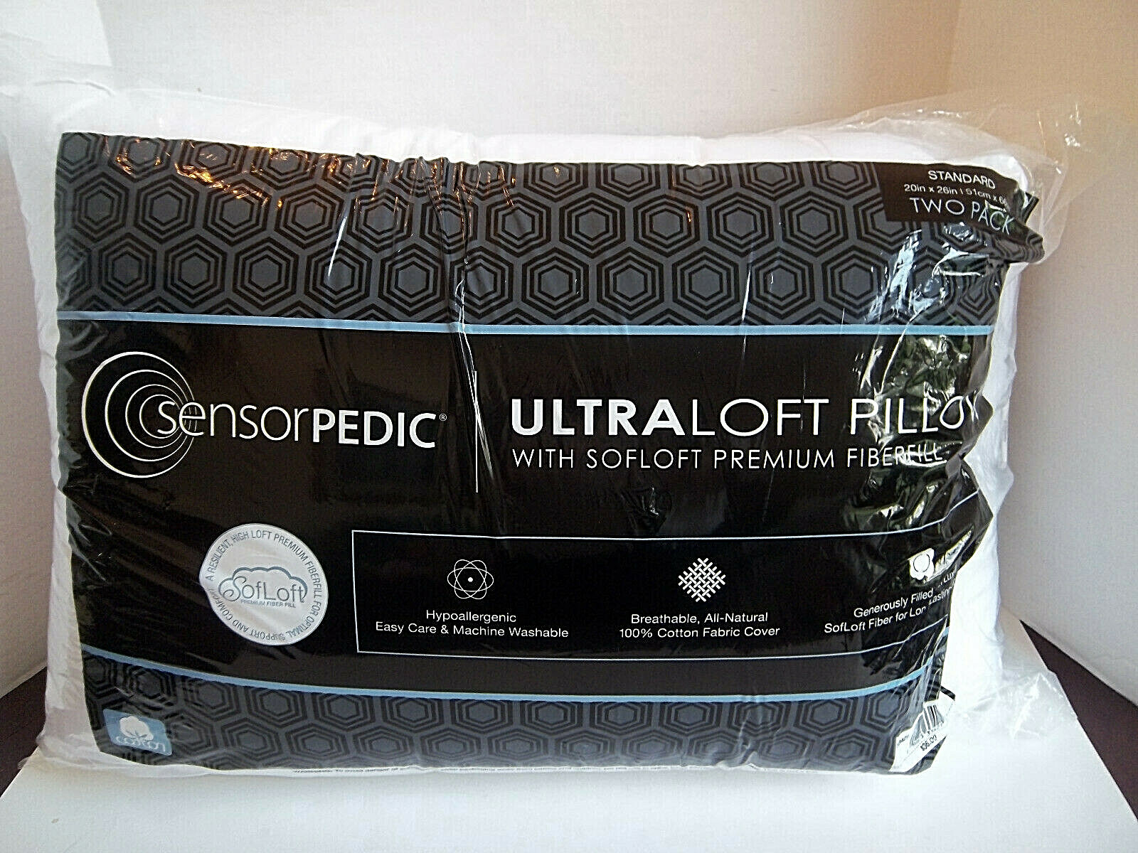 SensorPedic 2-Pack UltraLoft SofLoft Bed Pillow Pillows Standard Size 20x26