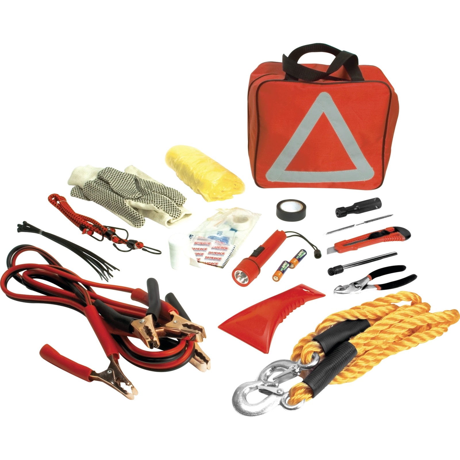 Deluxe Roadside Assistance Kit Universal Emergency Auto Safety Kit Multi-Use