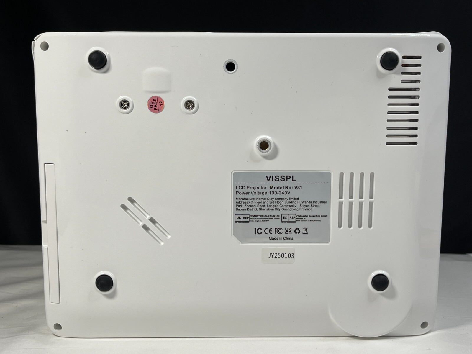 Visspl V31 White Black Portable Mini LCD Projector With WiFi And Bluetooth