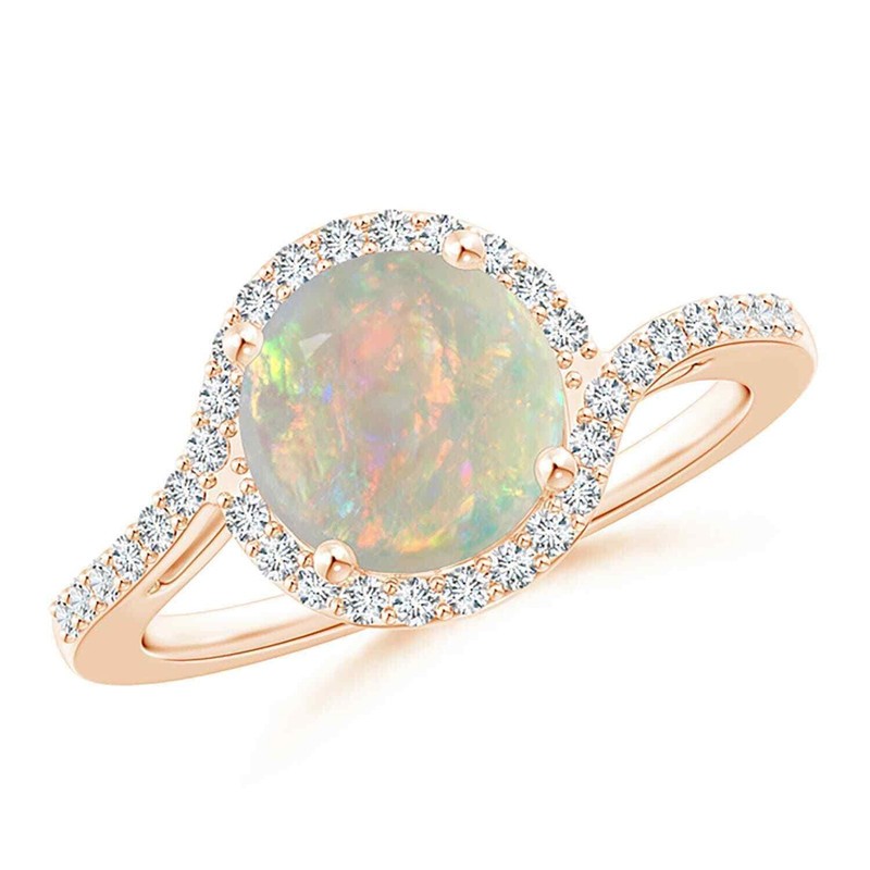 Opal Gemstone Solitaire with Accents New Ring Jewelry 925 Sterling Silver