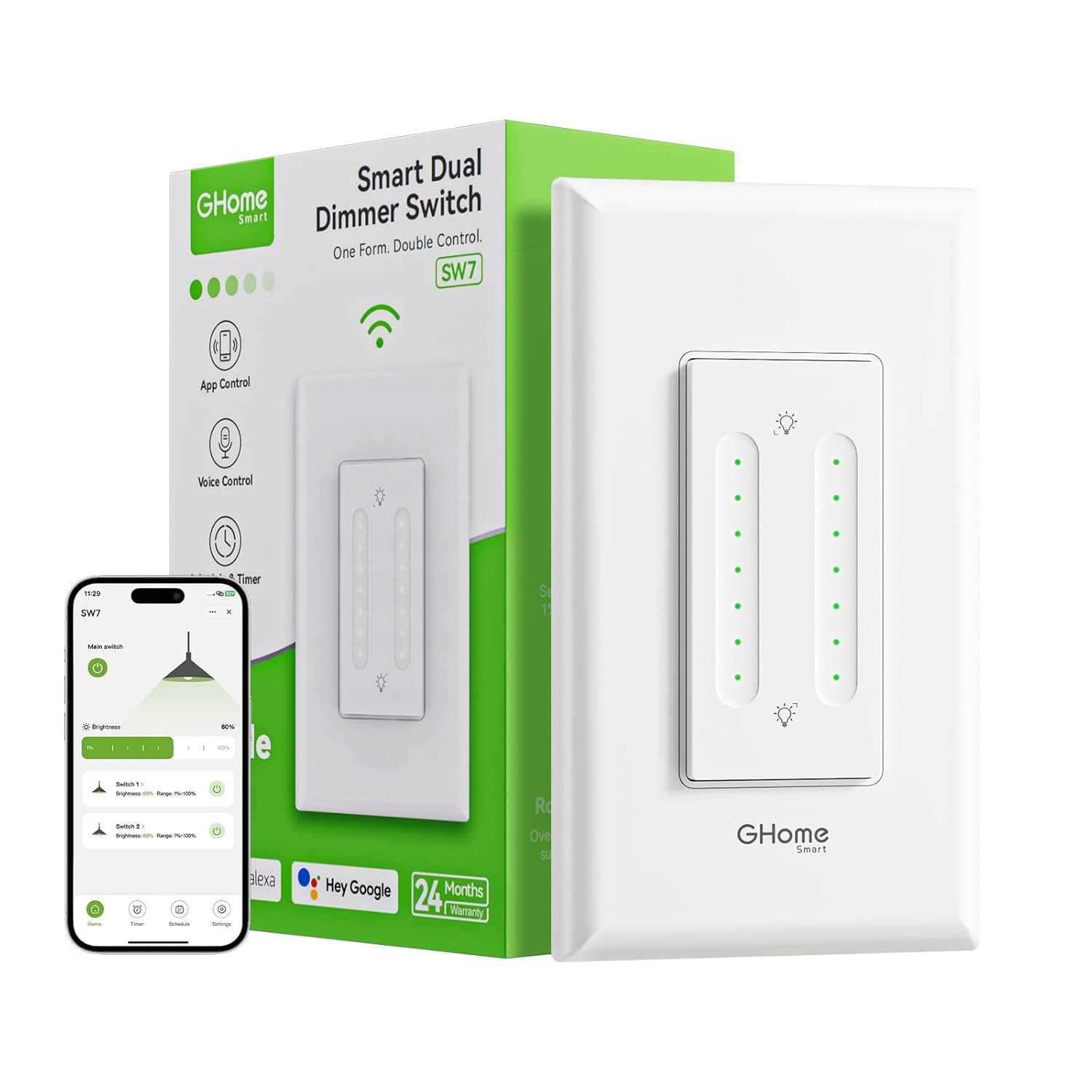 Smart Dual Dimmer Switch Single Pole Smart Dimmer Kit Home Dimmer Switch Panel