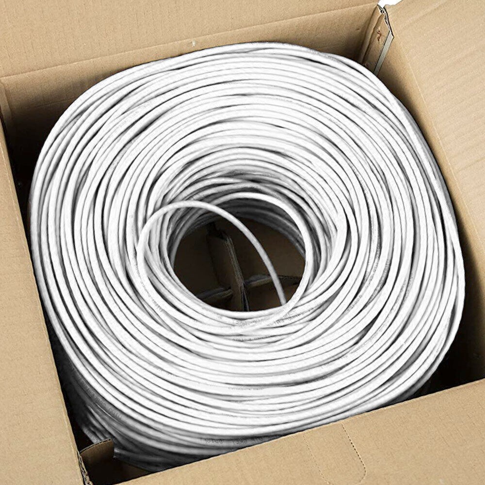 2 Pack Cat5e Plenum Ethernet Cable 1000ft CMP Solid 24AWG UTP High Speed White