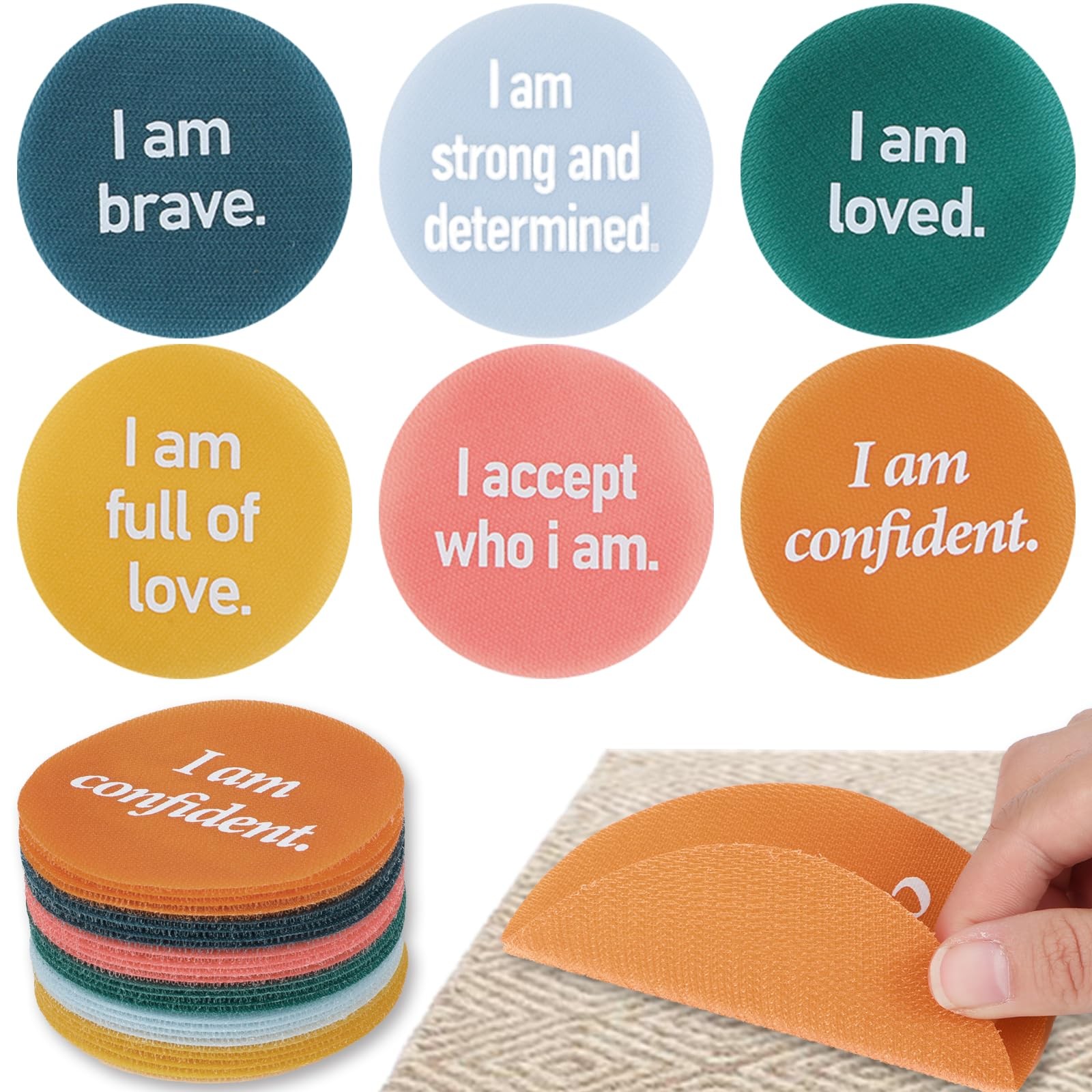 QOUBAI 24 Pcs Carpet Spot Markers with Positive Mindset for Classroom 4" Mult...
