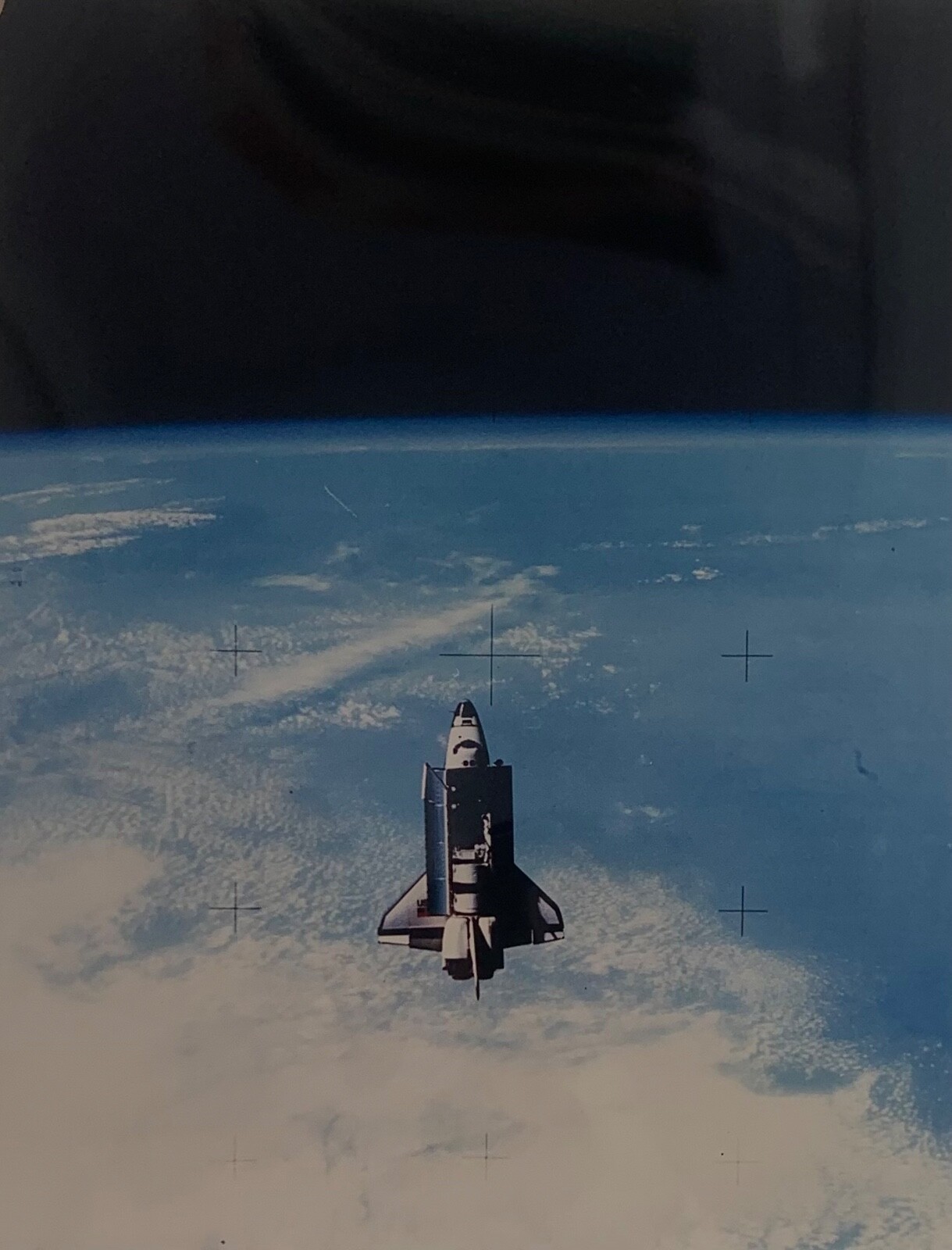 Vintage NASA 4x5” Kodak Transparency - STS-7 Space Shuttle Challenger Over Earth