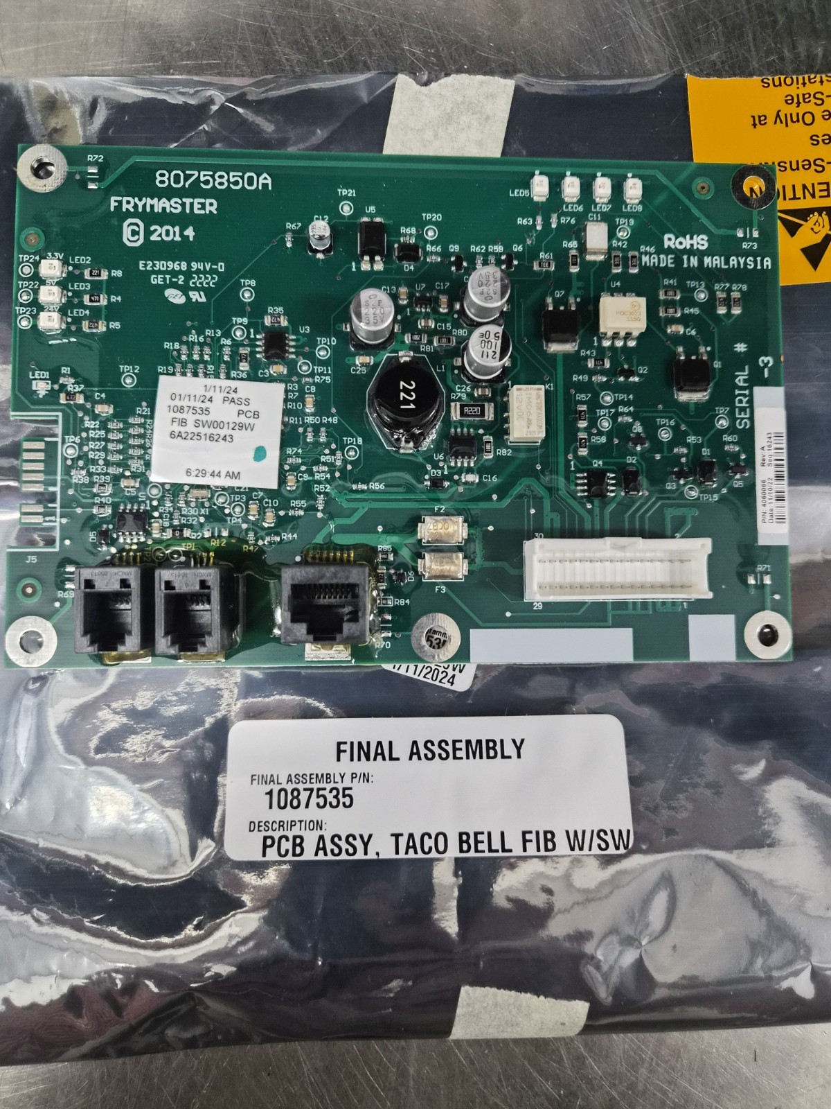 1087535 Frymaster Pcb Assembly, Taco Bell Fib Sw Genuine OEM FM1087535SP