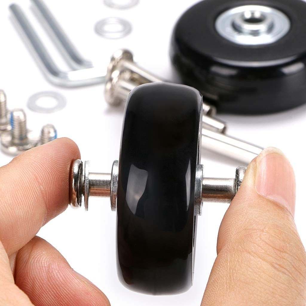 45mm x 18mm Luggage Suitcase Replacement Wheels, Rubber Swivel Caster Wheels ...
