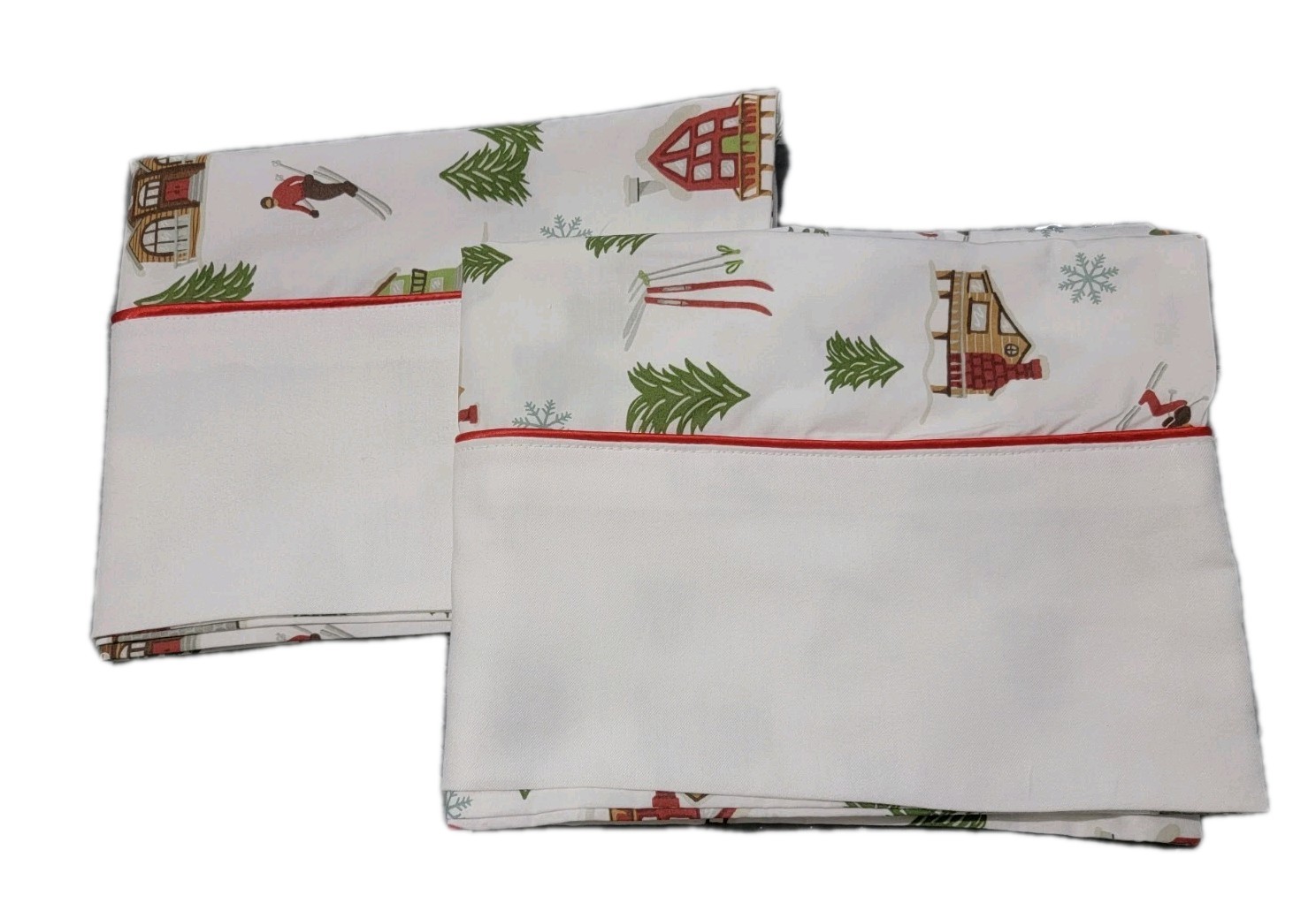 Set of 2 Ski Resort Theme Pillowcases 20 X 30 Standard/queen