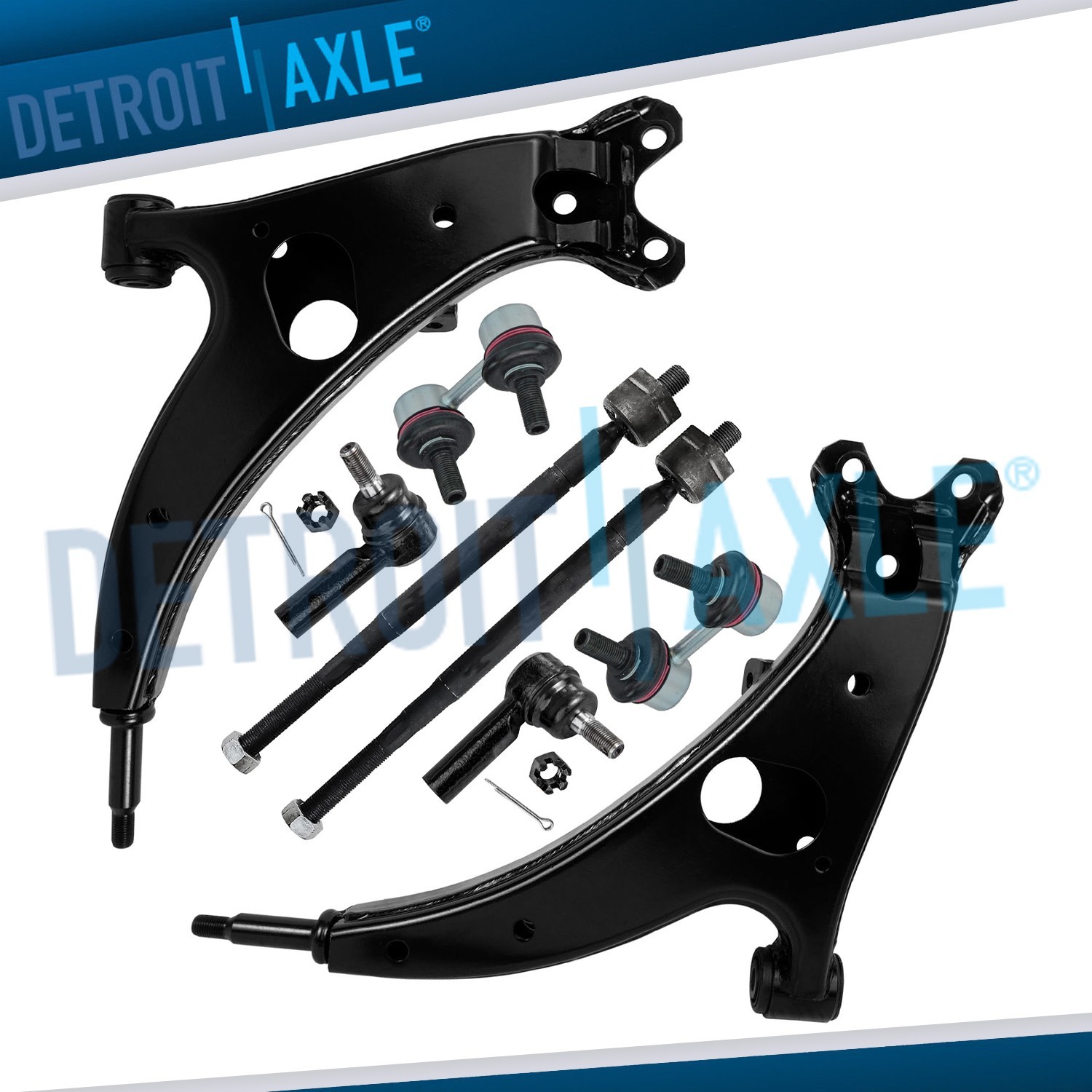 8pc Front Lower Control Arms Tie Rods Sway Bar Links for 1996-2000 Toyota Rav4