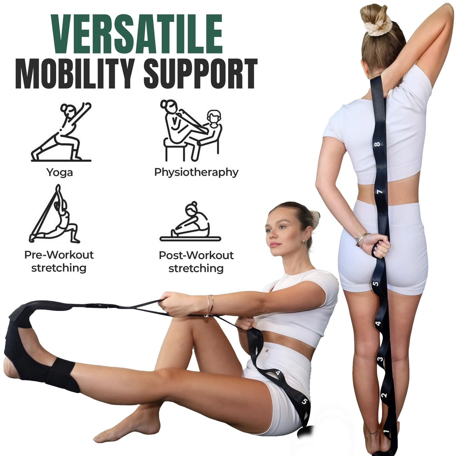 Stretch Strap with Loops 6 Foot 10 Loops Detachable Foot Stretcher - Pain