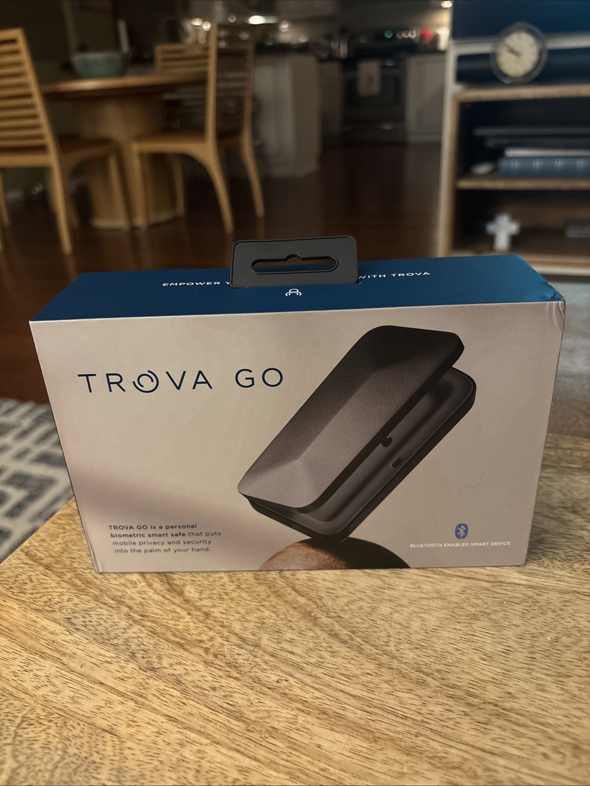 New TROVA GO Portable Biometric Smart Safe Lockbox Model TRVG02 Charcoal