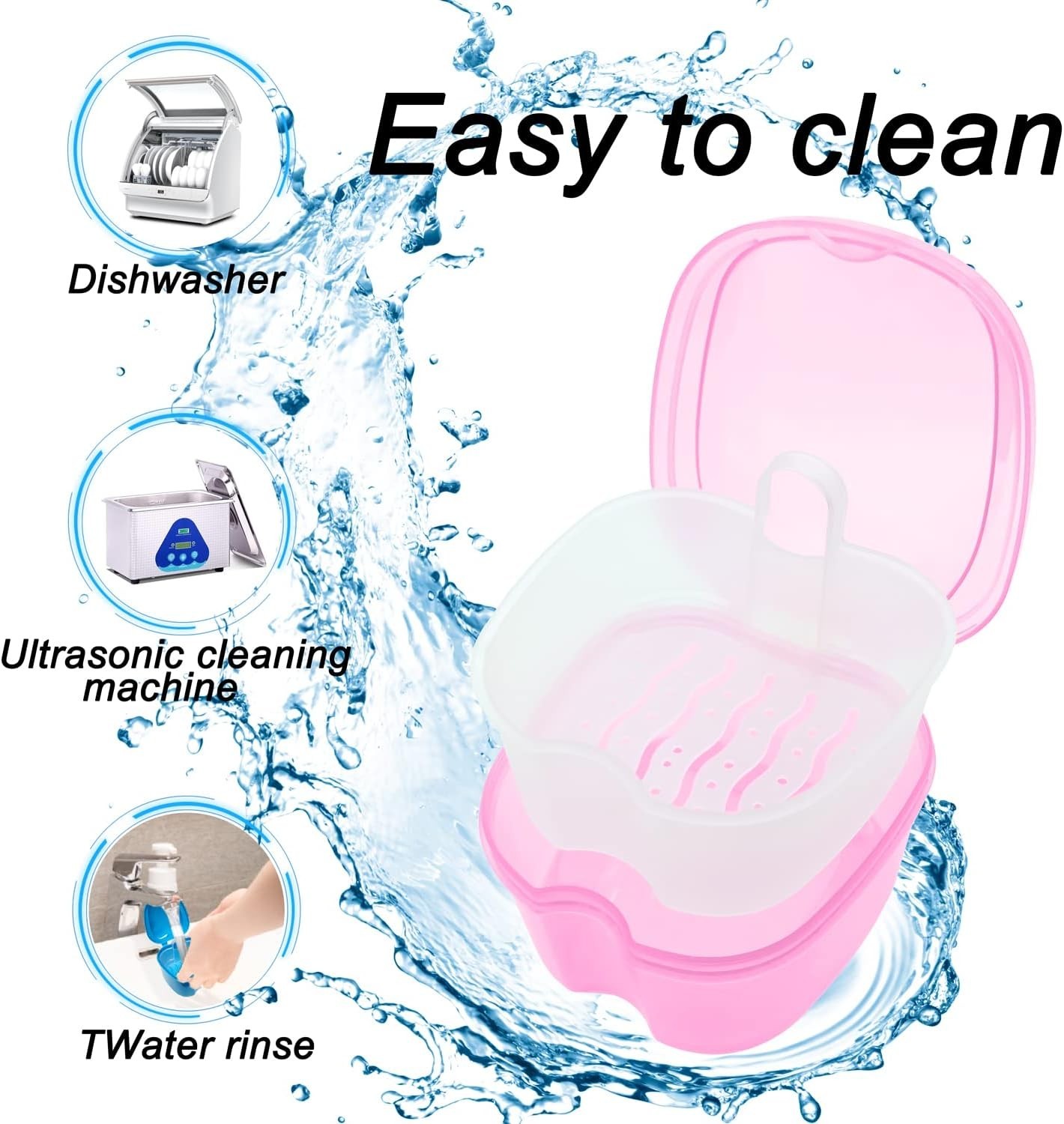 Sturdy Denture Bath Case with Convenient Mini Toothbrush & Storage Solutions