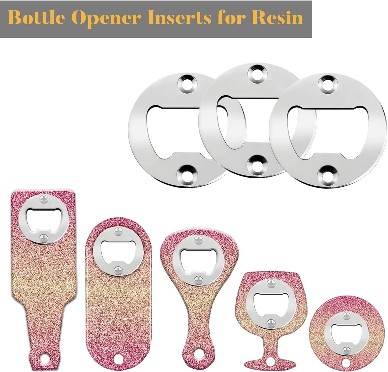 Stainless Steel Bottle Opener Inserts Kit - 20 Set 20 SETS - Silver, Silver