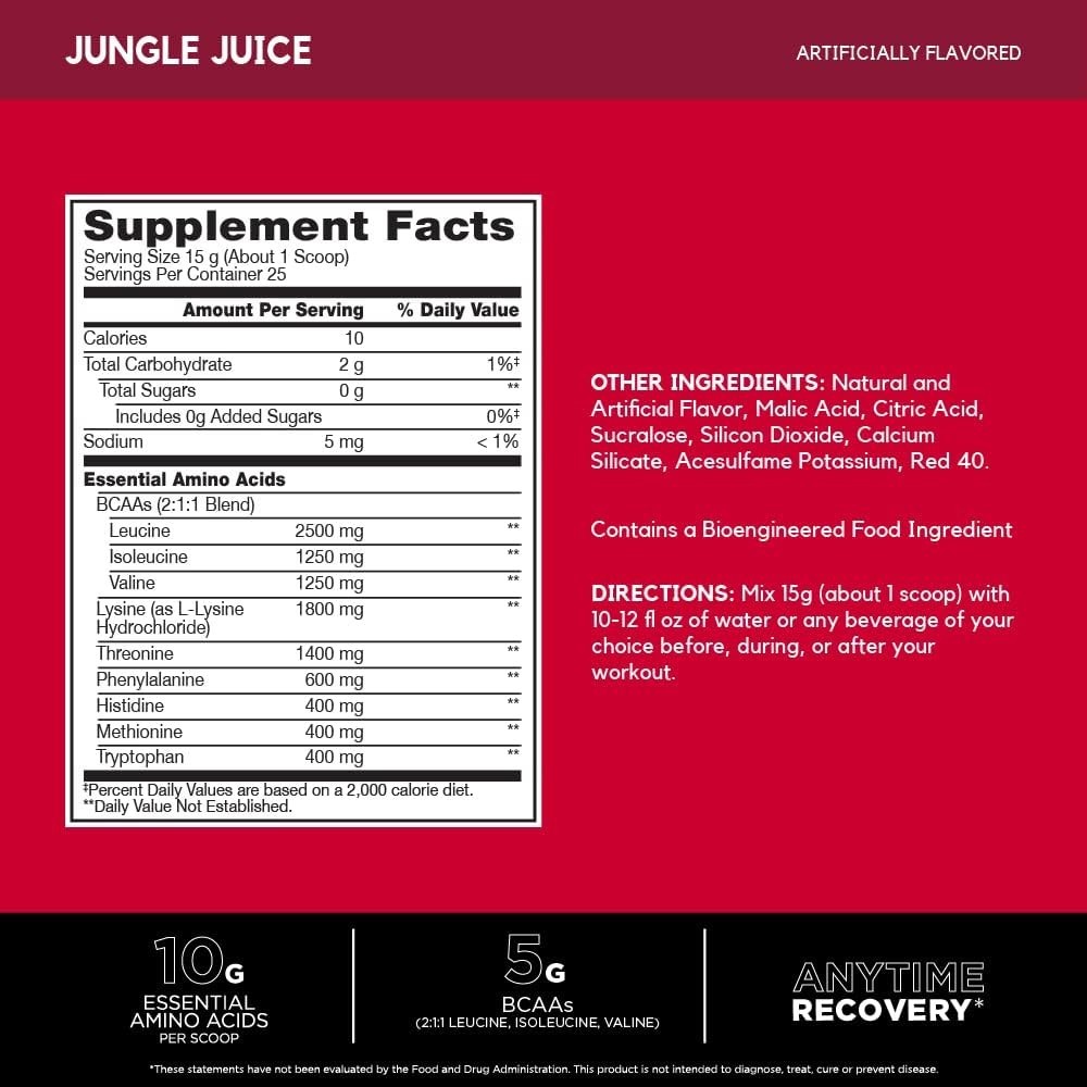 BSN Amino X EAAs BCAA - Muscle Support - Recovery - JUNGLE JUICE - CLUMPY