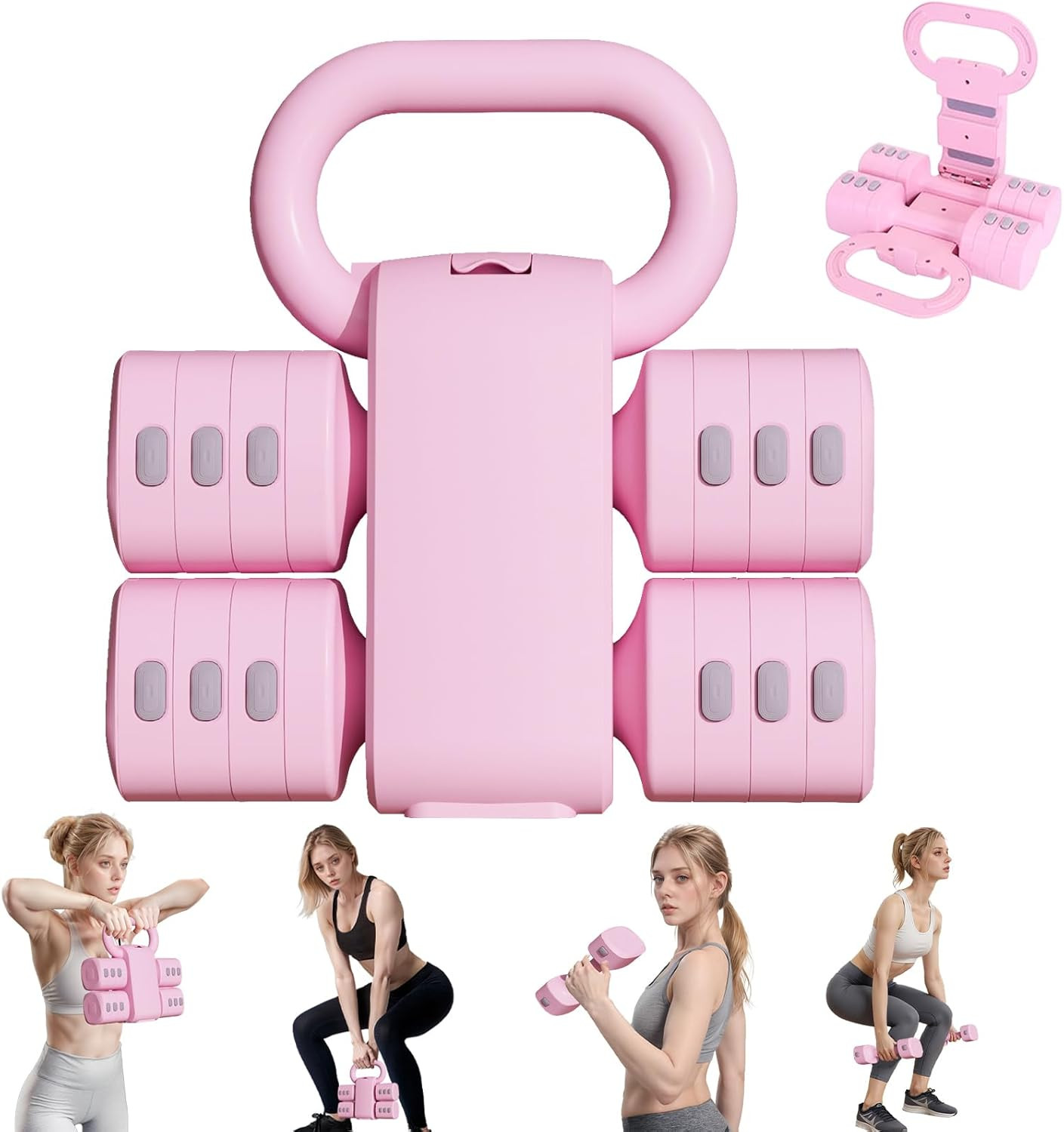 Adjustable Kettlebell Set, 4-In-1 Free Weight Kettlebell Sets (5.5Lbs 7.7Lbs 9.9