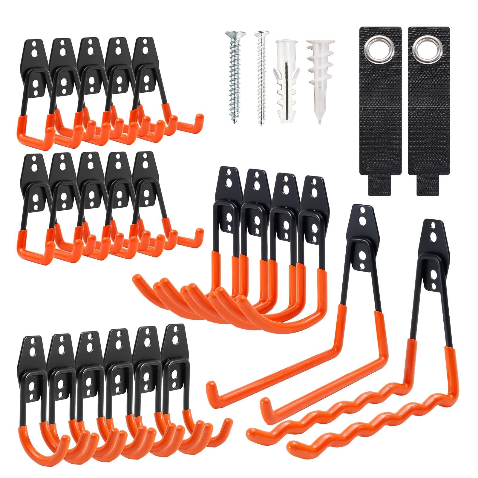 Heavy Duty Garage Hooks, 24 Pack Steel Wall Mount Storage Organizer with Anti...