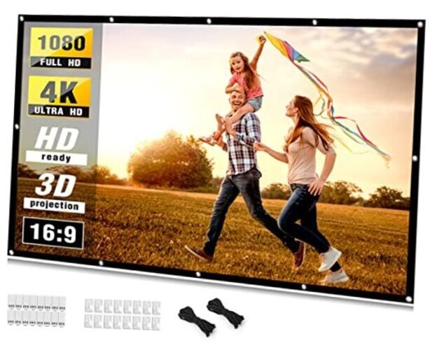 Projector Screen 4K Movie Projector Screen 16:9 HD Foldable and 100 inch