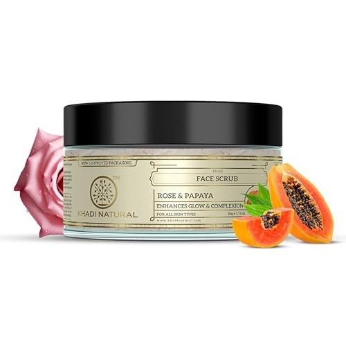 Khadi Rose Papaya Herbal Face Scrub Exfoliator Blackhead Removal 50g
